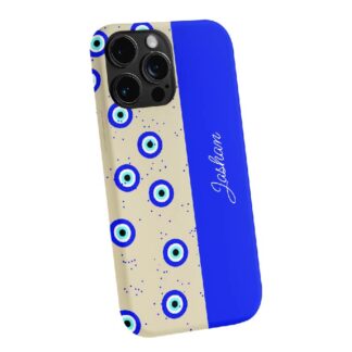 Evil Eye & Navy Stripes Custom Name Phone Case